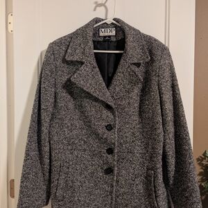 MDP Designs New York. Women's Gray Pea Coat. Wool Blend. Size XL.